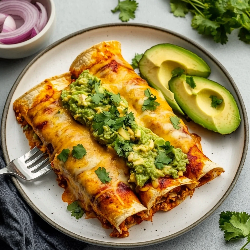 Chicken and bean enchiladas