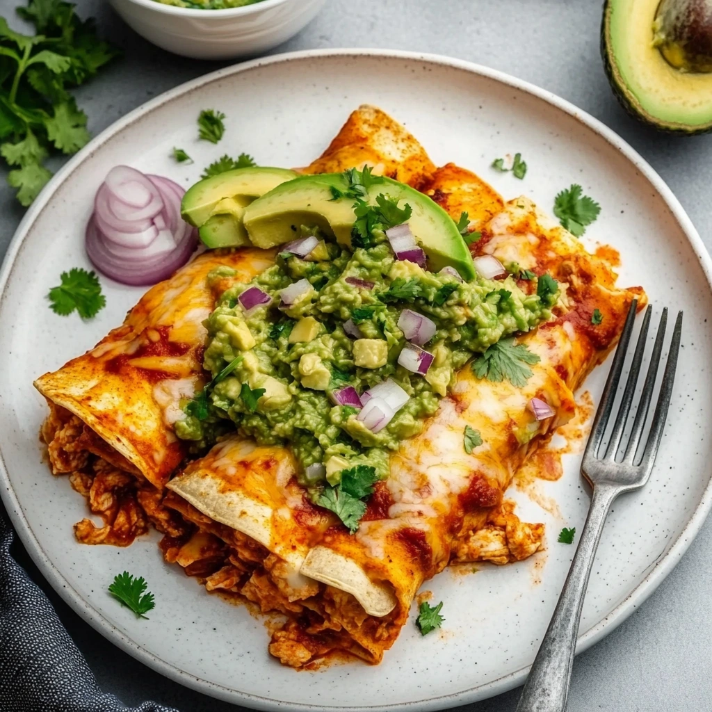 Chicken and bean enchiladas
