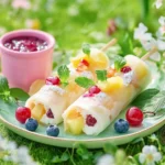 Fruit Rice Paper Rolls with Coulis Dip
