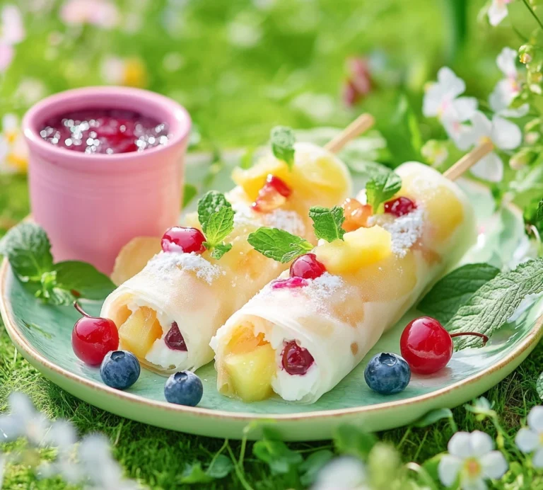 Fruit Rice Paper Rolls with Coulis Dip