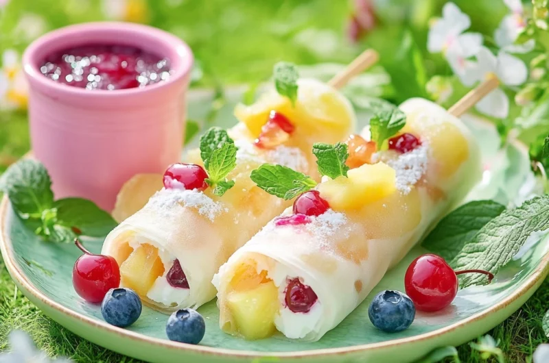 Fresh Fruit Rice Paper Rolls with Dreamy Coulis Dip (Light & Beautiful!)
