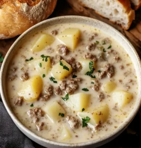 Crockpot Creamy Potato and Hamburger Soup