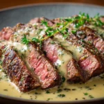 Juicy Steak with Creamy Garlic Sauce
