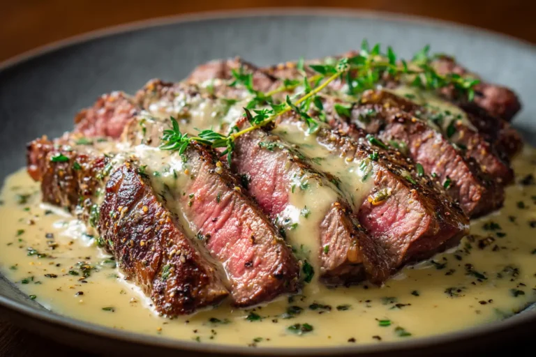 Juicy Steak with Creamy Garlic Sauce