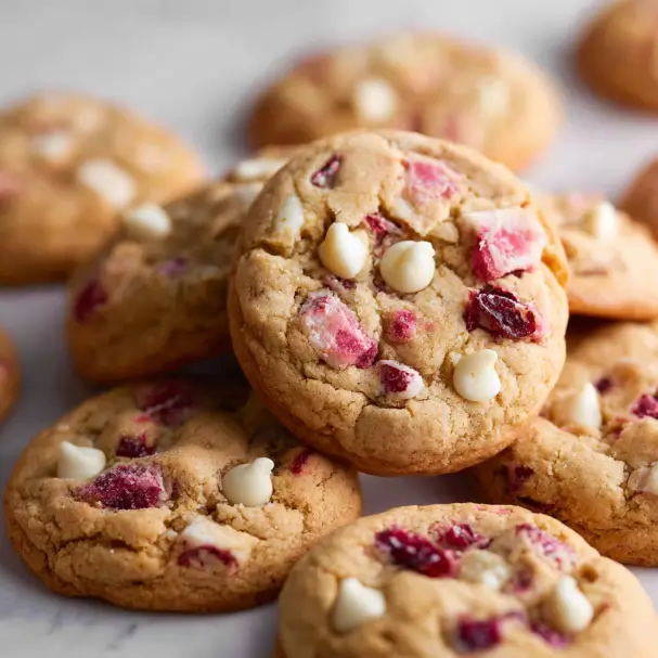 Raspberry and White Chocolate Chip Cookies