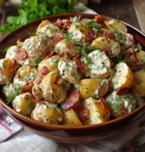 Smashed Potato Salad with Crispy Beef