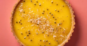 mango and passion fruit curd sunshine tart