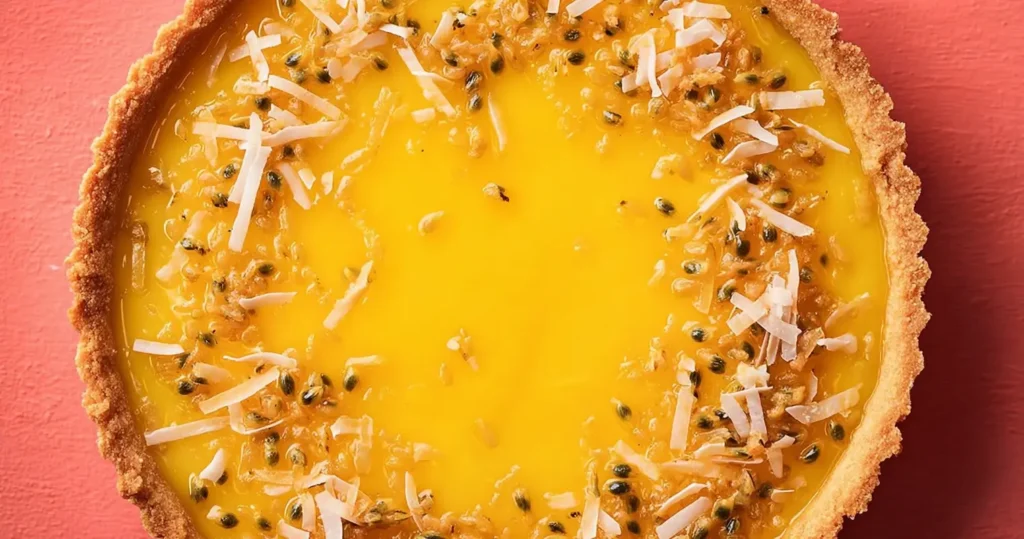 mango and passion fruit curd sunshine tart