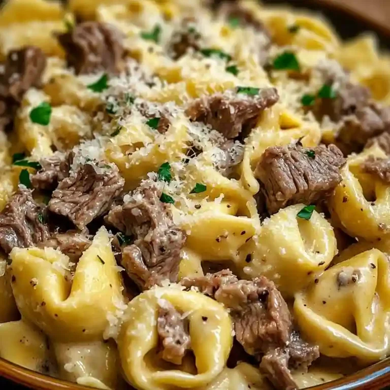 Cheesesteak Tortellini in Creamy Parmesan Sauce