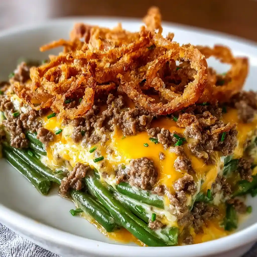 Cheesy Hamburger Green Bean Casserole