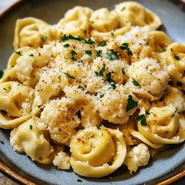 Garlic Parmesan Tortellini with Roasted Cauliflower