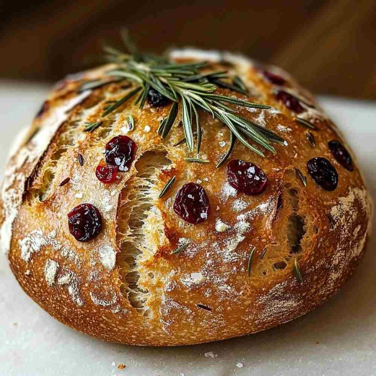 No-Knead Rosemary Cranberry Bread