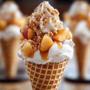 Peach Cobbler Cheesecake Cones