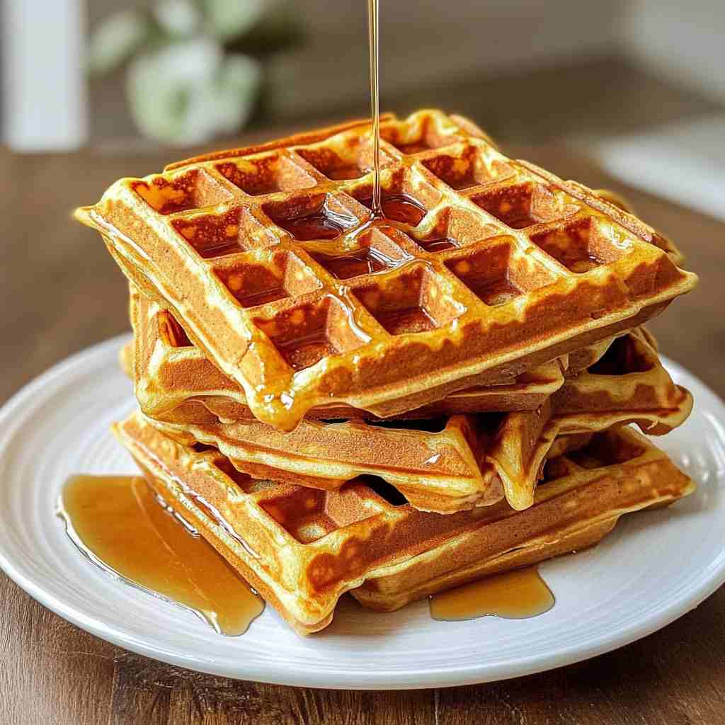 Pumpkin Waffles with Brown Butter