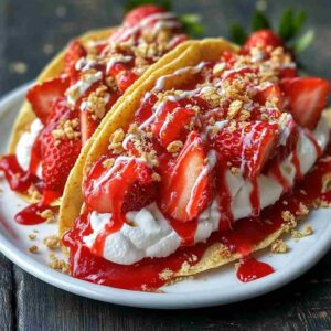 Strawberry Crunch Cheesecake Tacos