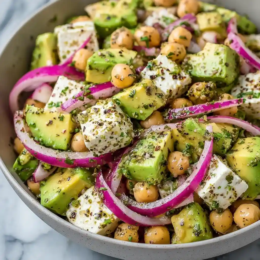 Chickpea Feta Avocado Salad