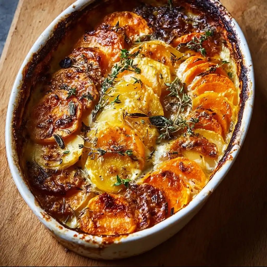 Cheesy Root Veggie Gratin