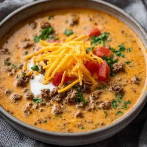 30-Minute Creamy Cheesy Ground Beef Taco Soup!
