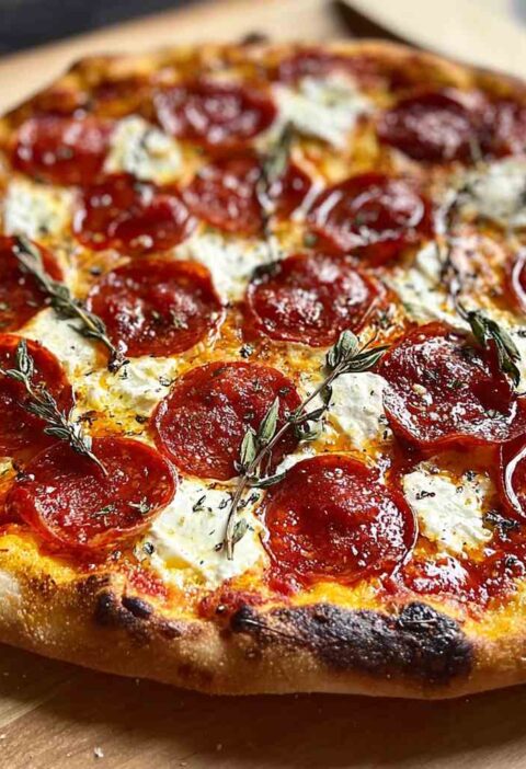 Hot Honey Pepperoni Ricotta Pizza Recipe Best Ricotta Pizza Toppings Spicy Honey Pepperoni Pizza Gourmet Ricotta Pizza Ide...
