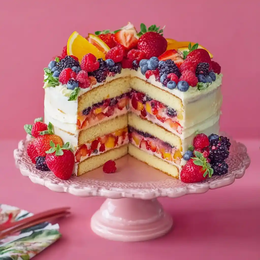 Summer Fruit Sangria Cake
