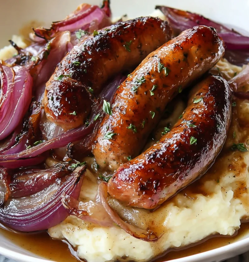 Easy Bangers And Mash With Caramelized Onions Recipe Homemade Bangers And Mash Caramelized Onions Best Sausage For Bangers...