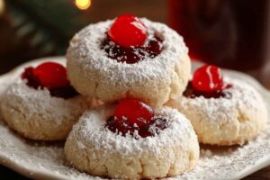 Christmas Maraschino Cherry Shortbread Cookies