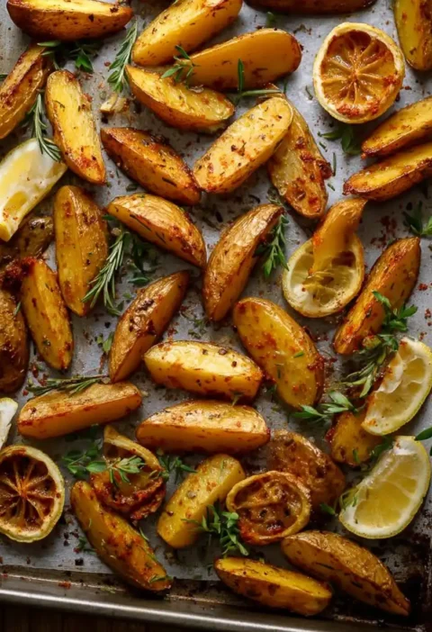 Lemon Roasted Potatoes Recipe Smoked Paprika Potatoes Oven Rosemary Lemon Potato Bake Best Lemon Roasted Potatoes How To M...