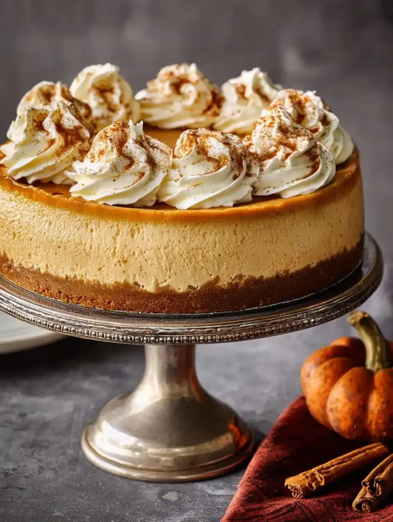 Pumpkin Cheesecake Baked Autumn Spiced Ginger Base Creamy Pumpkin Cheesecake