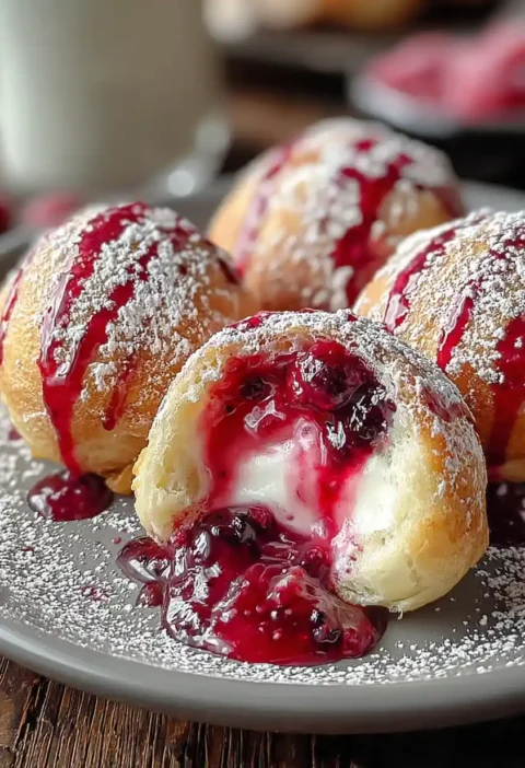 Easy Rhubarb Cheesecake Bombs Recipe Bite-sized Rhubarb Cheesecake Desserts Homemade Rhubarb Cheesecake Treats Mini Rhubar...