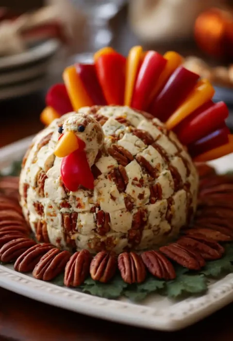 Turkey Cheese Ball Recipe Thanksgiving Easy Turkey Cheese Ball Thanksgiving Make Ahead Turkey Cheese Ball Low Carb Turkey ...