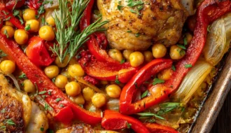 Easy Chicken And Chickpea Tray Bake Recipe Mediterranean Chicken Chickpea Tray Bake Spicy Chicken And Chickpea Tray Bake H...