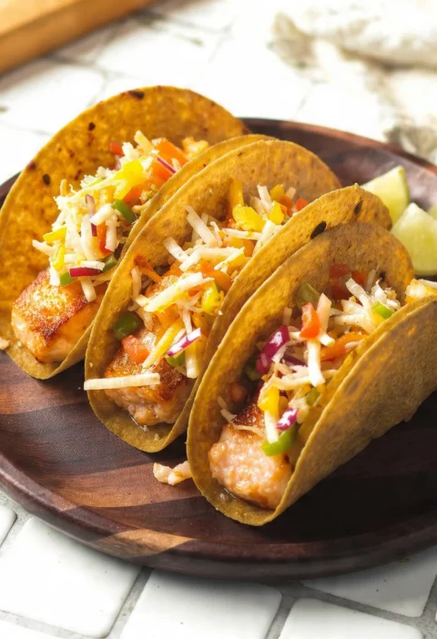 Air Fryer Salmon Tacos Recipe Easy Air Fryer Fish Tacos Healthy Air Fryer Salmon Recipes Fresh Salmon Tacos With Slaw Quic...