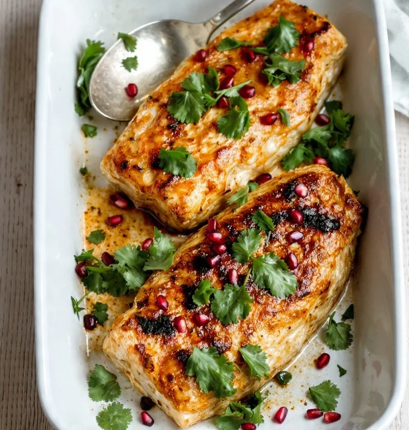Baked Fish With Pomegranate Sauce Recipe How To Make Pomegranate Sauce For Fish Best Fish For Baking With Fruit Sauce Pome...