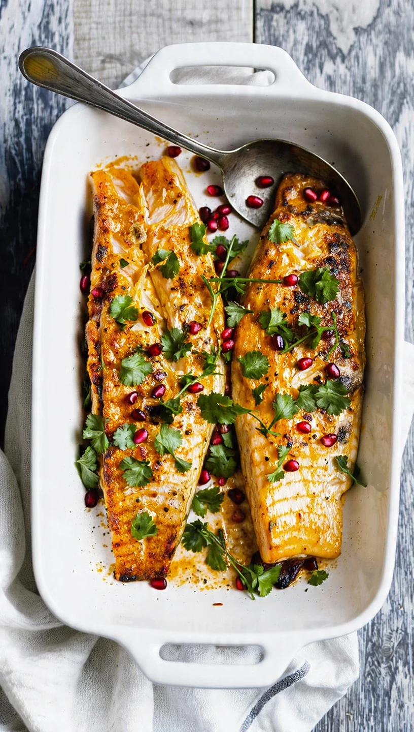 Baked Fish With Pomegranate Sauce Recipe How To Make Pomegranate Sauce For Fish Best Fish For Baking With Fruit Sauce Pome...