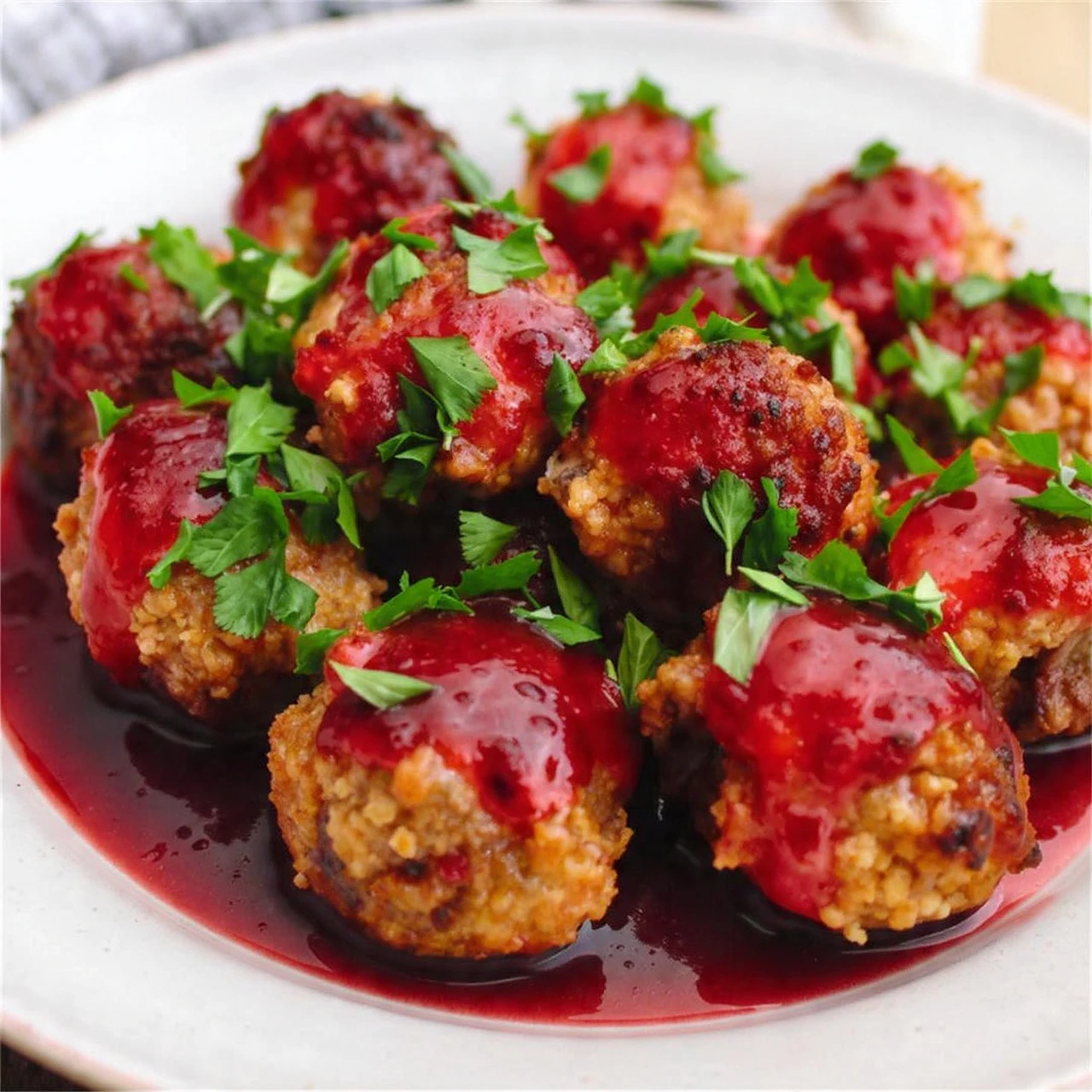 Cherry-Coded Cranberry BBQ Meatballs
