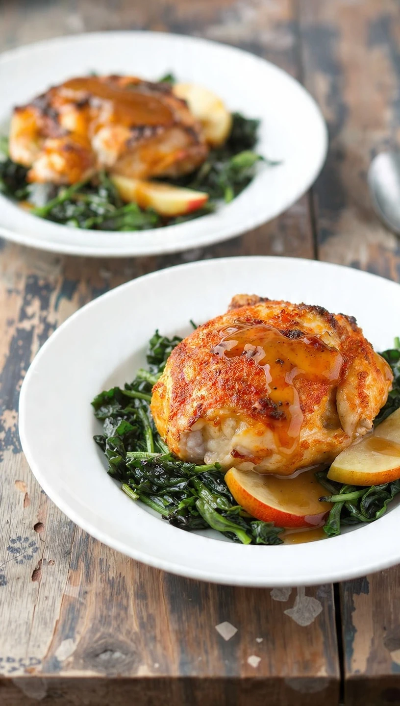 Cider-Braised Chicken Thighs With Apples and Greens
