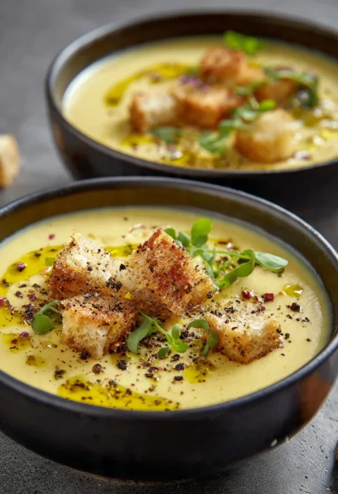 Creamy Cauliflower Soup Rosemary Olive Oil