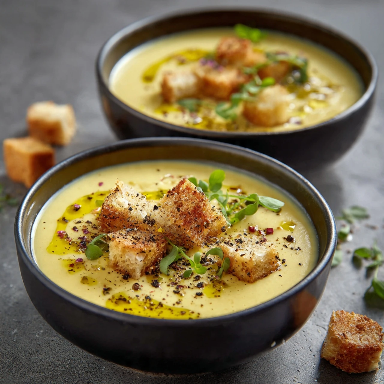 Creamy Cauliflower Soup With Rosemary Olive Oil