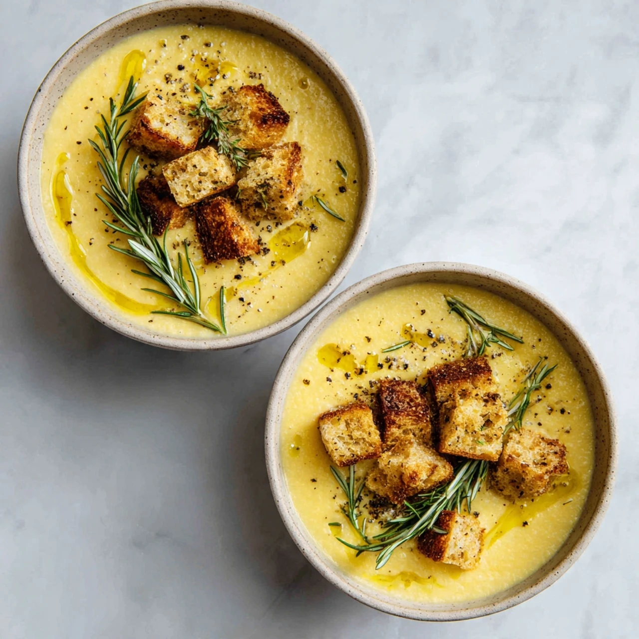 Creamy Cauliflower Soup Rosemary Olive Oil