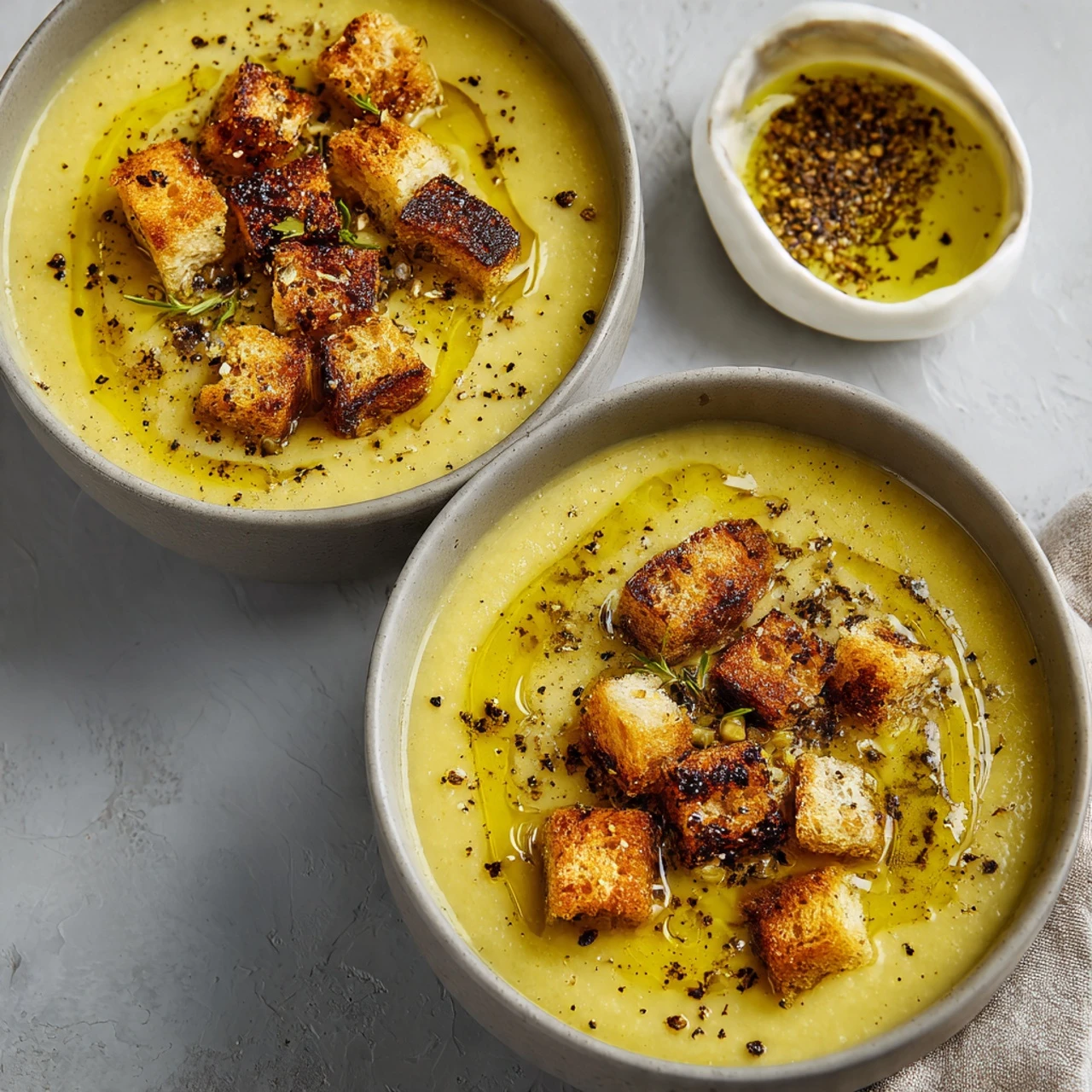 Creamy Cauliflower Soup Rosemary Olive Oil