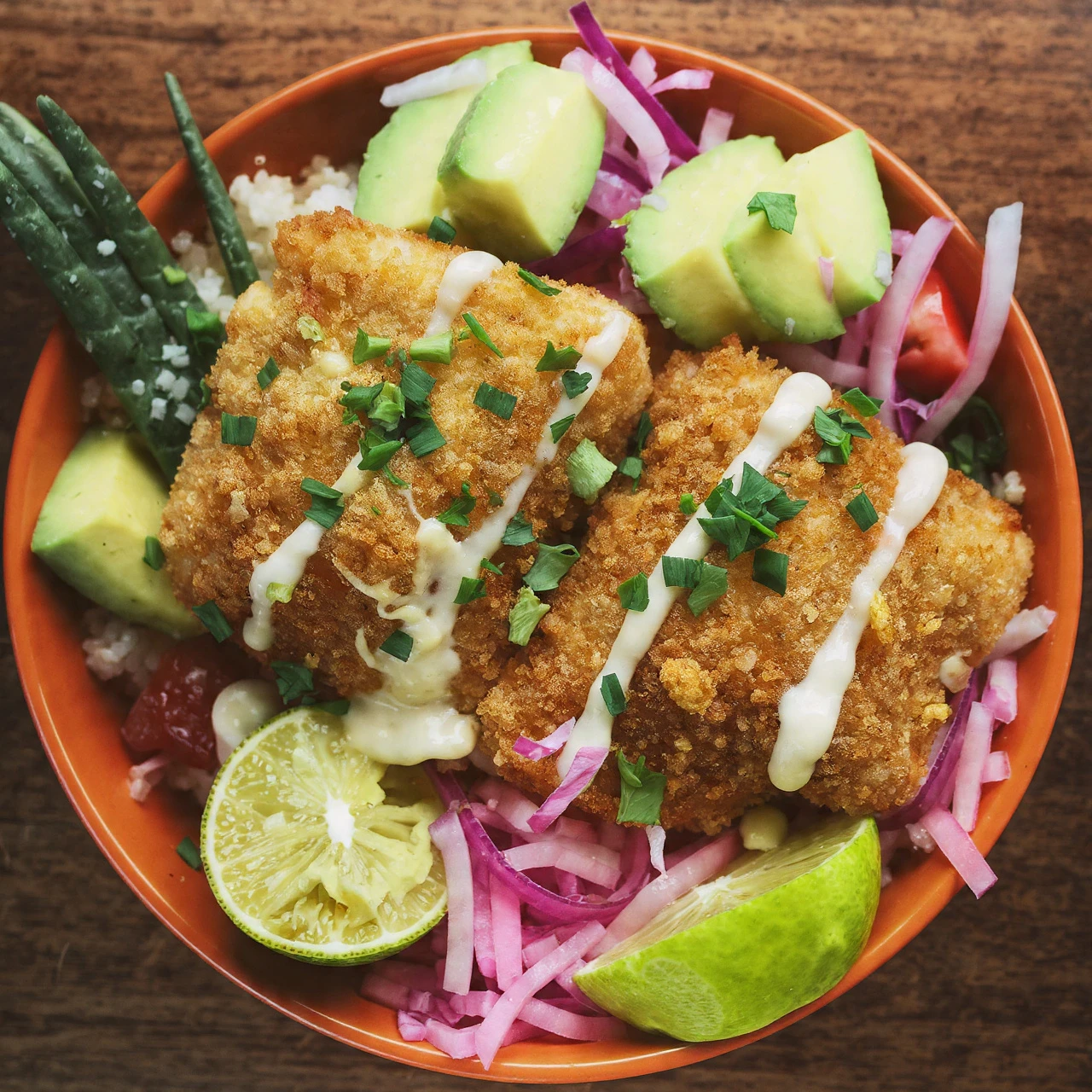 Crispy Fish Taco Bowls Recipe