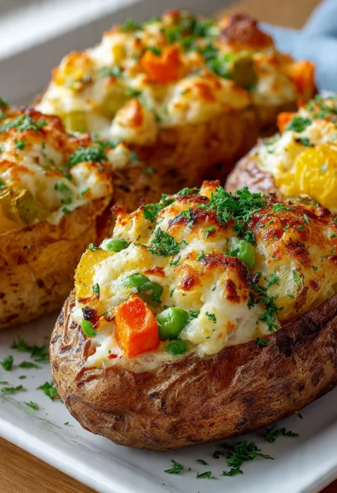 Chicken Pot Pie Stuffed Sweet Potatoes Recipe