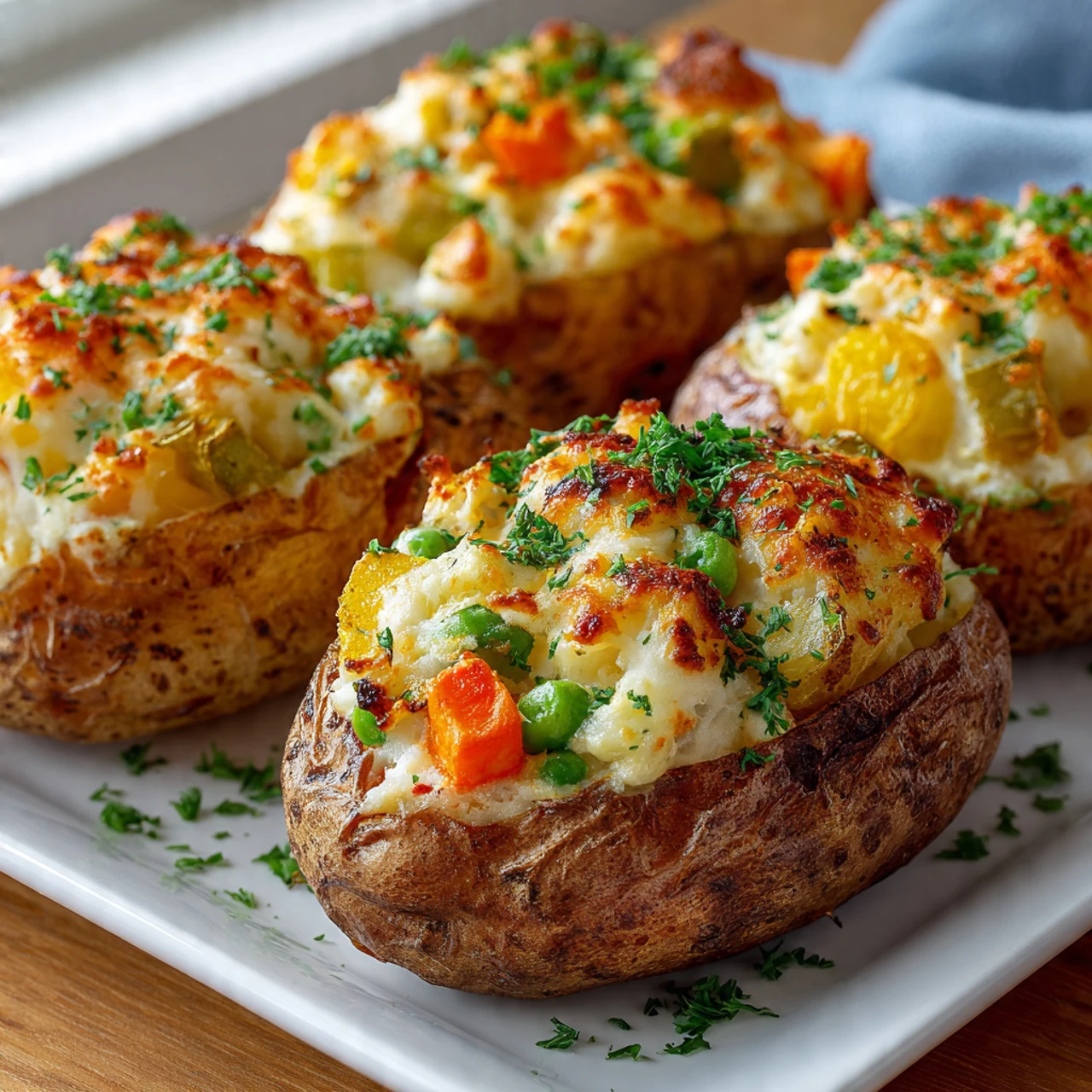 Easy Chicken Pot Pie Stuffed Sweet Potatoes Recipe