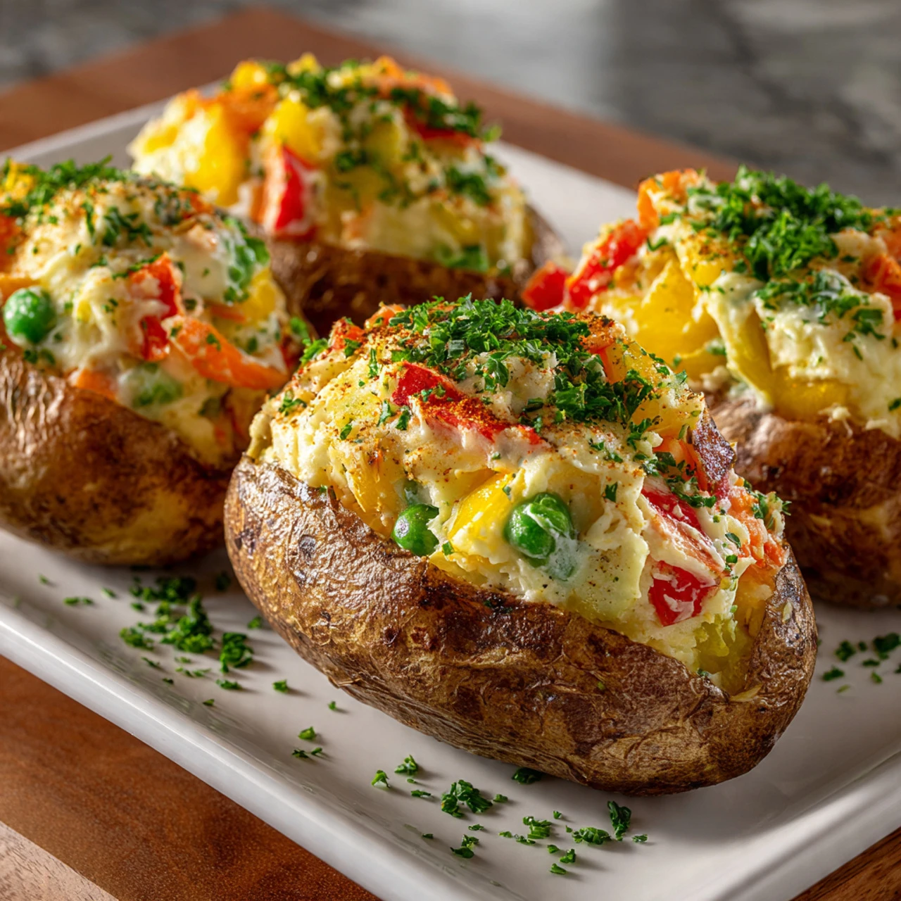 Chicken Pot Pie Stuffed Sweet Potatoes Recipe