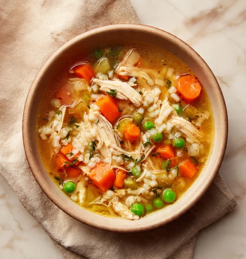 Healthy Crockpot Chicken Rice Soup