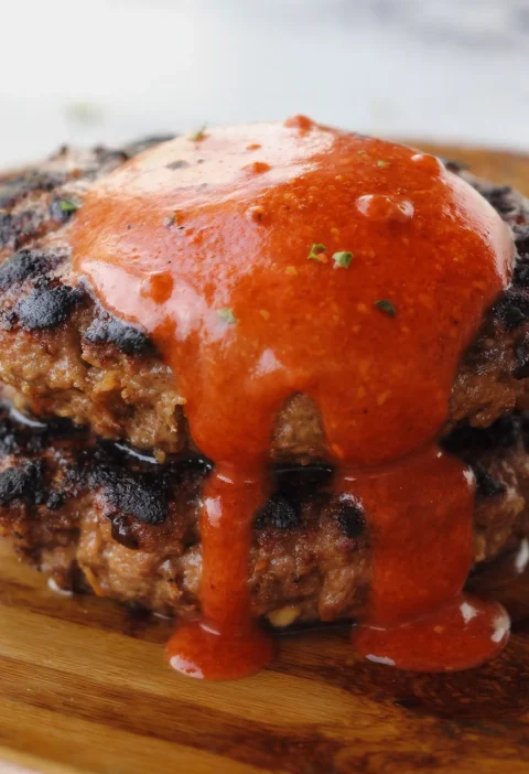 Keto Feta Burgers Tomato Cream Sauce Recipe