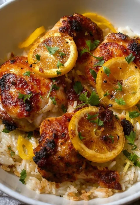 Onepot Chicken Rice Caramelized Lemon