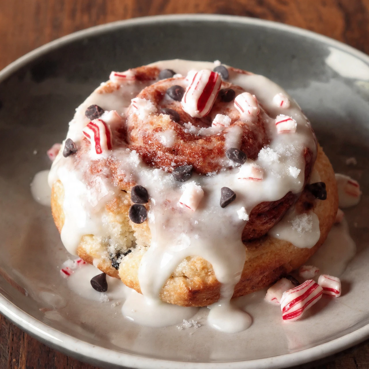 Peppermint Bark Cinnamon Rolls
