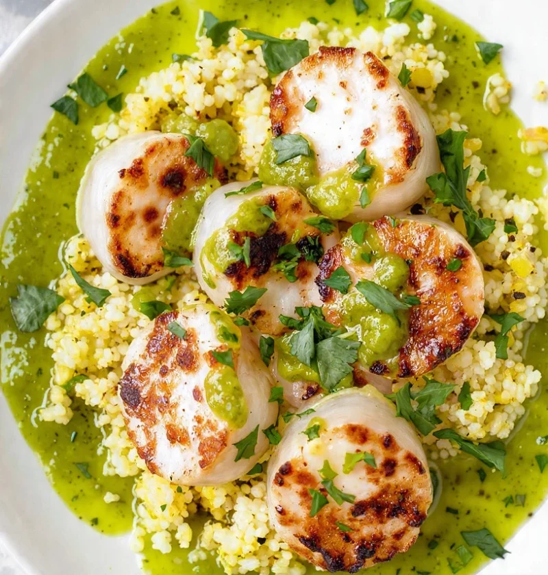 Scallops With Breadcrumb Salsa Verde Recipe Easy Scallops With Salsa Verde Best Breadcrumb Salsa For Scallops Homemade Sal...