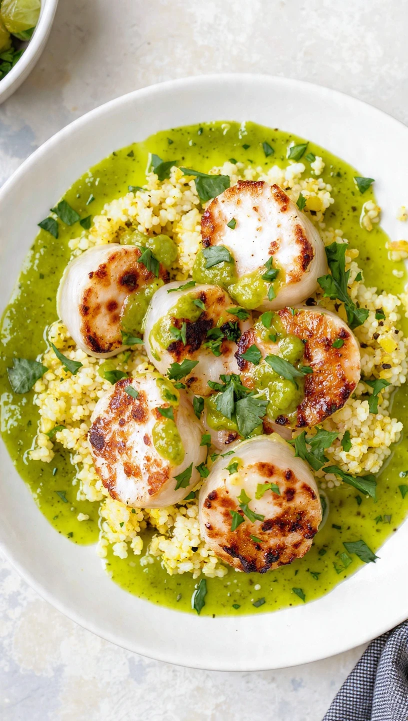 Scallops With Bread-Crumb Salsa Verde